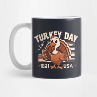 Turkey Day Thanksgiving Turkey Holding Football Mug